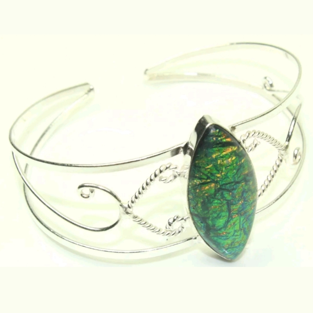 New Australian Triplet Opal Silver Cuff Bracelet.